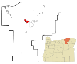 Umatilla County Oregon Incorporated and Unincorporated areas Pendleton Highlighted.svg