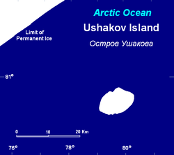 Umrisse der Uschakow-Insel