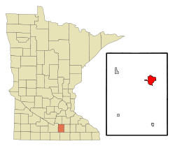 Waseca County Minnesota Incorporated and Unincorporated areas Waseca Highlighted.svg