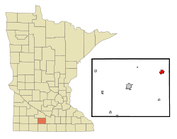 Watonwan County Minnesota Incorporated and Unincorporated areas Madelia Highlighted.svg