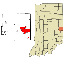 Wayne County Indiana Incorporated and Unincorporated areas Richmond Highlighted.svg