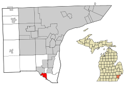 Wayne County Michigan Incorporated and Unincorporated areas Rockwood highlighted.svg