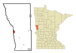 Wilkin County Minnesota Incorporated and Unincorporated areas Breckenridge Highlighted.svg