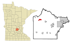 Wright County Minnesota Incorporated and Unincorporated areas Annandale Highlighted.svg