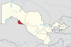 Lage der Provinz Xorazm in Usbekistan