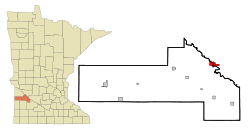 Yellow Medicine County Minnesota Incorporated and Unincorporated areas Granite Falls Highlighted.svg