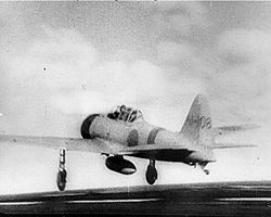 Mitsubishi A6M Zero hebt ab vom Träger Akagi beim Angriff auf Pearl Harbor, 7. Dezember 1941