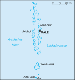 Lage des Atolls im Süden der Malediven