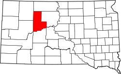 Karte von Ziebach County innerhalb von South Dakota