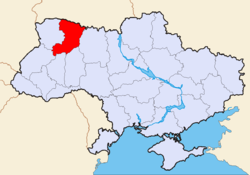 Karte der Ukraine mit Oblast Riwne