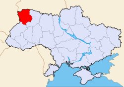 Karte der Ukraine mit Oblast Wolhynien
