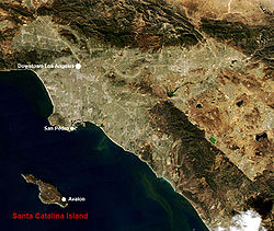 NASA-Bild von Los Angeles mit Lage von Santa Catalina