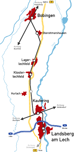 Strecke der Bahnstrecke Bobingen–Landsberg am Lech