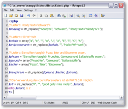 Notepad2 mit einer PHP-Datei