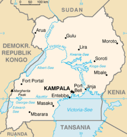 Karte von Uganda mit Jinja