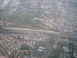 Luftaufnahme des Bahnhofs Tiburtina