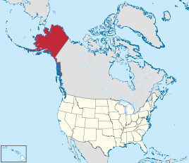 Karte der USA, Alaska hervorgehoben