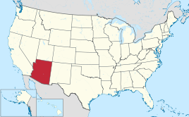 Karte der USA, Arizona hervorgehoben