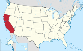 Karte der USA, Kalifornien hervorgehoben