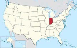 Karte der USA, Indiana hervorgehoben