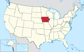 Karte der USA, Iowa hervorgehoben