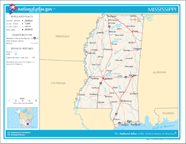 Karte von Mississippi (Bundesstaat)