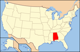 Karte der USA, Alabama hervorgehoben