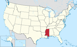 Karte der USA, Mississippi hervorgehoben