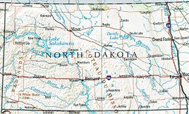 Geographische Karte North Dakotas
