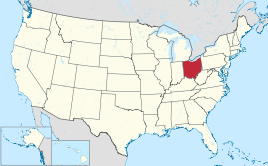 Karte der USA, Ohio hervorgehoben