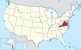 Karte der USA, Virginia hervorgehoben