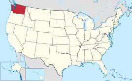 Karte der USA, Washington hervorgehoben