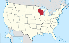 Karte der USA, Wisconsin hervorgehoben