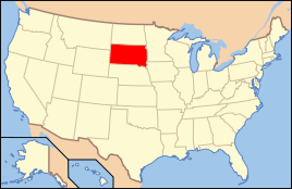 Karte der USA, Süddakota hervorgehoben