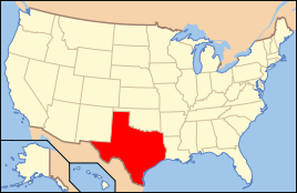 Karte der USA, Texas hervorgehoben