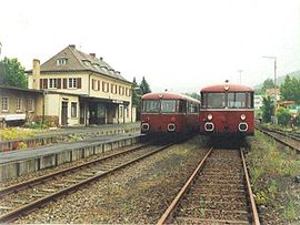 Zugkreuzung in Bad Brückenau (1988)