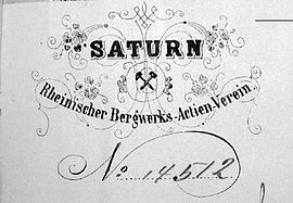 Briefkopf des Bergwerksbetreibers Saturn 1865