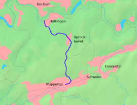 Strecke der Bahnstrecke Wuppertal-Wichlinghausen–Hattingen