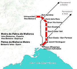Strecke der Metro de Palma