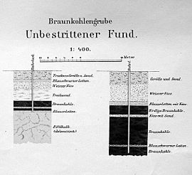 Bohrprofil der Grube Unbestrittener Fund aus der Lagerstättenkarte von 1882.