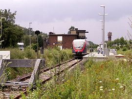 Euregiobahn an der Bahnstation in Alsdorf-Annapark