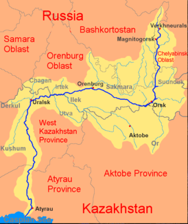 Verlauf der Sakmara im Einzugsgebiet des Ural
