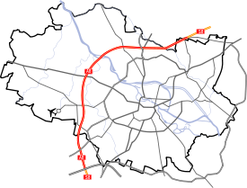 Die A8 in einer Karte Breslaus
