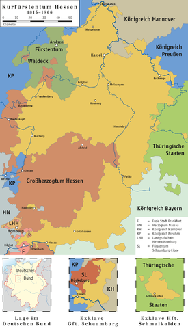 Kurhessen mit den Landesteilen Schmalkalden und Schaumburg 1815–1866