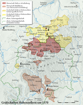 Grafschaften Hohenzollern um 1370