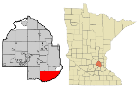 Hennepin County Minnesota Incorporated and Unincorporated areas Bloomington Highlighted.svg