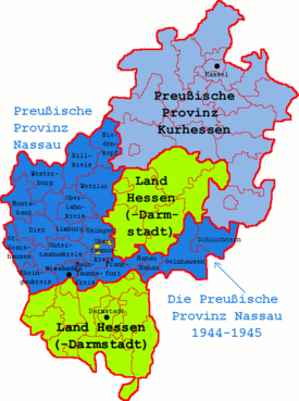 Landkarte der Preußischen Provinz Nassau