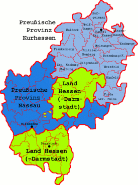 Landkarte der Preußischen Provinz Kurhessen