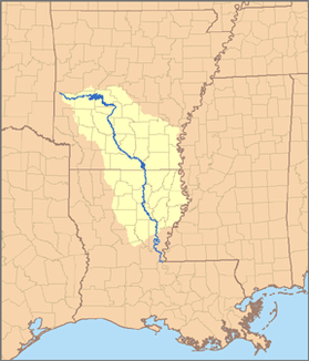 Karte des Einzugsgebietes des Ouachita River