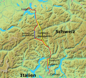 Strecke der Gotthard-Basistunnel
